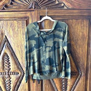 Olivaceous Camo Print Olive Knit Top